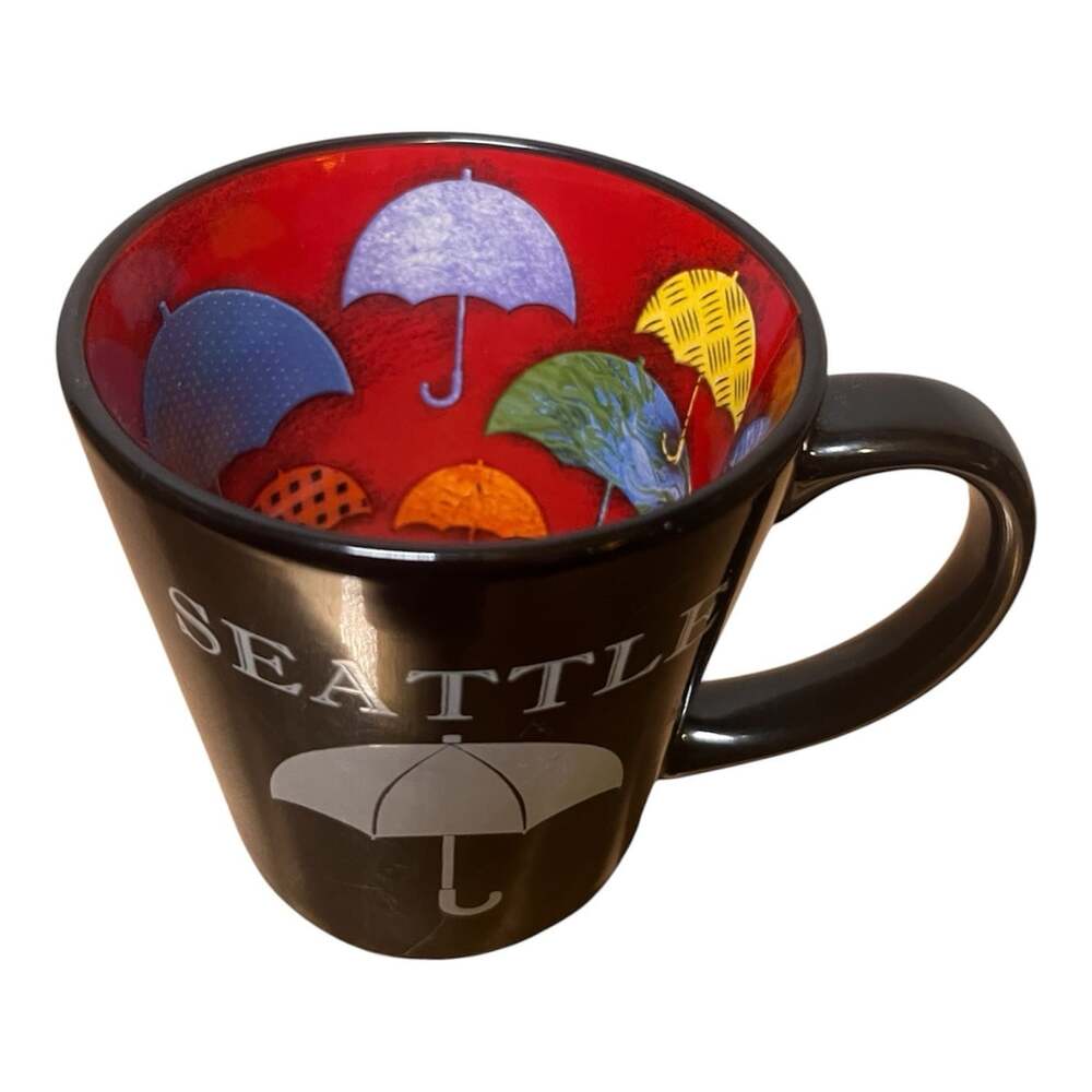 COLLECTABLE SMITH-WESTERN Co. SEATTLE SOUVENIR CERAMIC MUG Interior Umbrellas